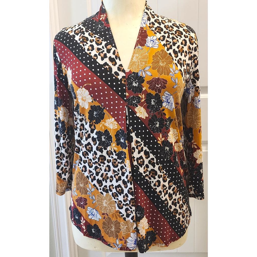 Cable & Gauge Crazy Colorful Mixed Print Soft Jersey Knit Tunic XL EUC